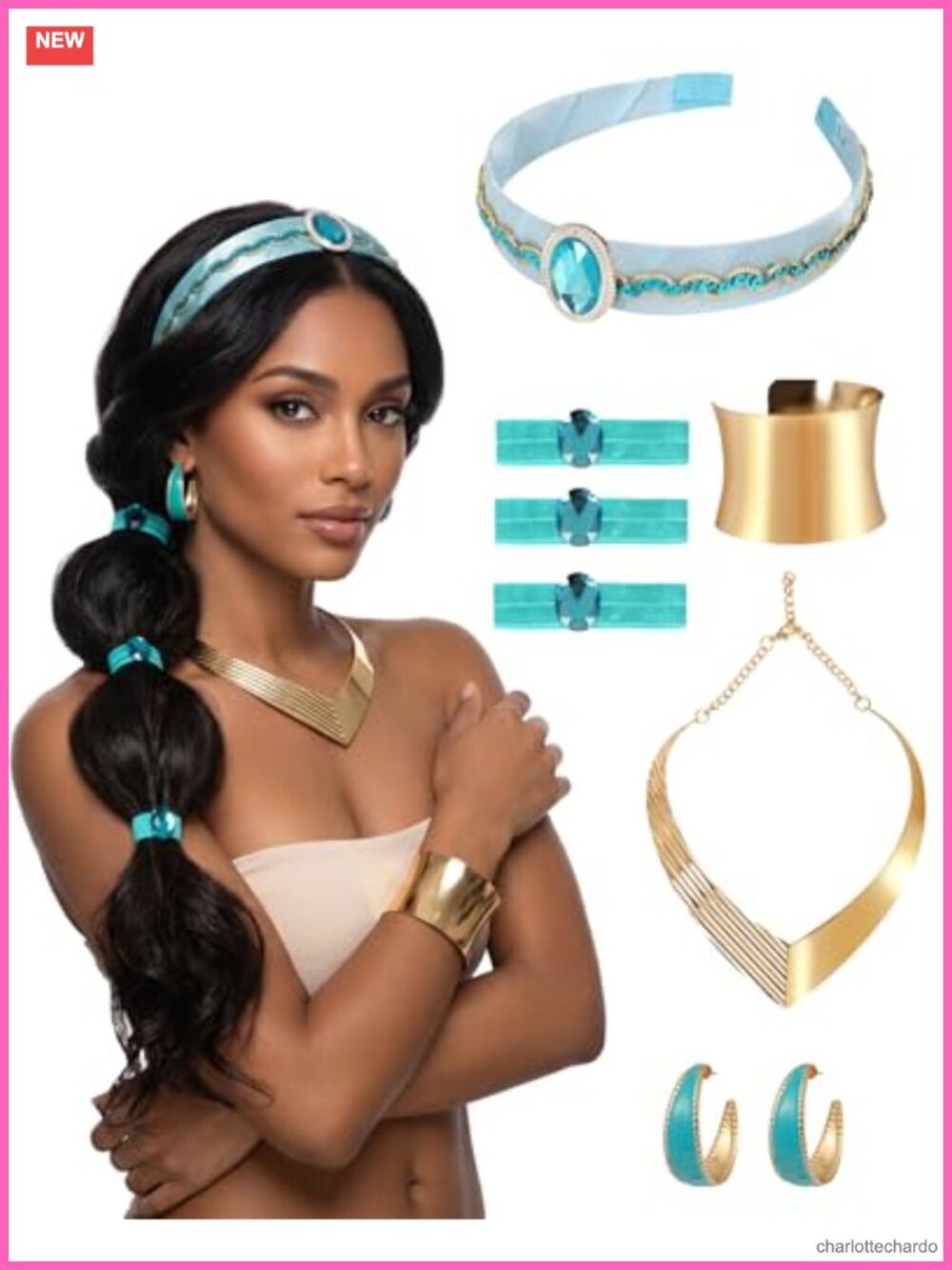 5-Piece Arabian Princess Accessory Set Women Costume Jewelry Kit Halloween